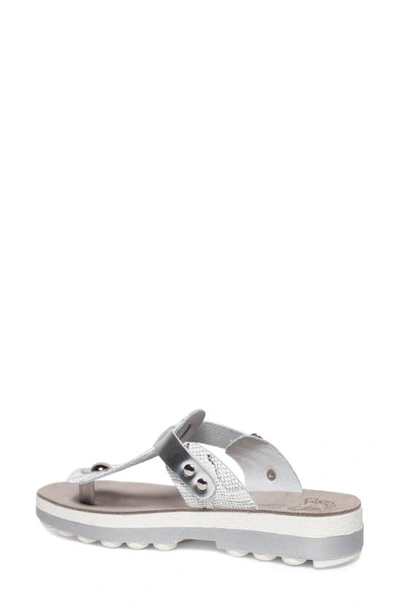 Shop Fantasy Sandals Mirabella T-strap Sandal In Silver Lizard