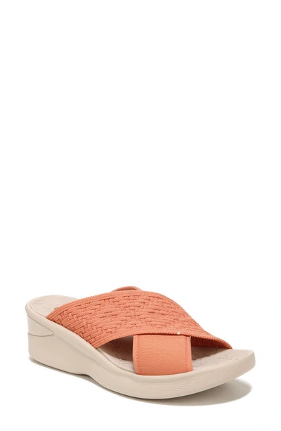 Shop Bzees Crisscross Wedge Sandal In Dusted Clay Engineered Knit