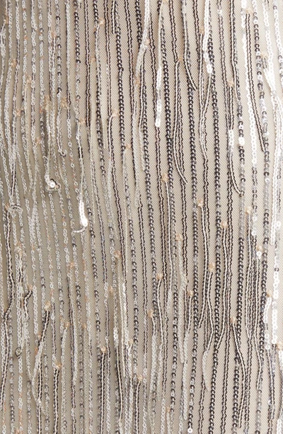 Eliza J Sequin Fringed Long Sleeve Cocktail Dress In Silver