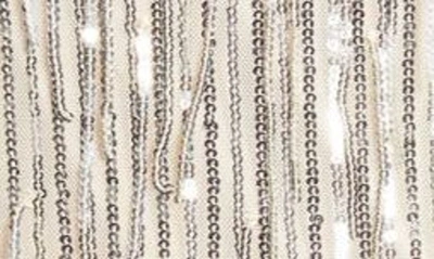 Eliza J Sequin Fringed Long Sleeve Cocktail Dress In Silver