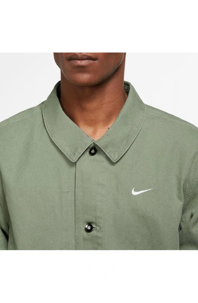 Shop Nike Unlined Chore Coat In Oil Green/ White