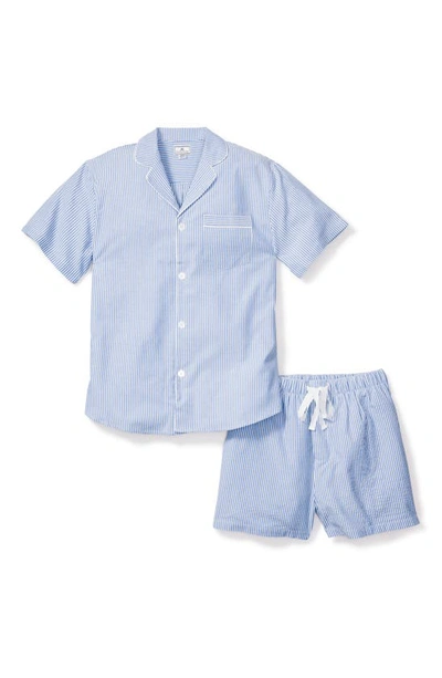 Shop Petite Plume Stripe Cotton Seersucker Short Pajamas In Blue