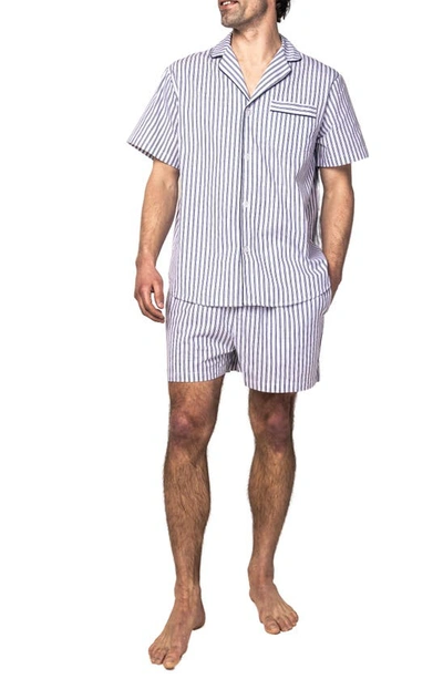 Shop Petite Plume Ticking Stripe Cotton Short Pajamas In Navy