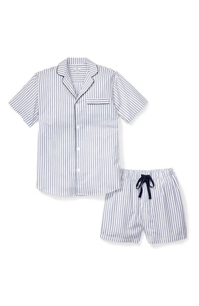 Shop Petite Plume Ticking Stripe Cotton Short Pajamas In Navy