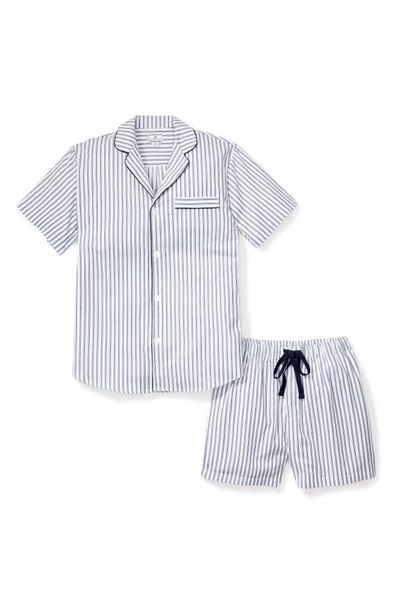 Petite Plume Men's French Ticking Twill Short Pajama Set In Navy