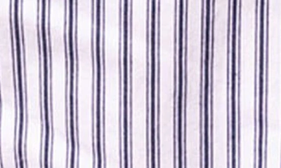 Shop Petite Plume Ticking Stripe Cotton Pajama Pants In Navy