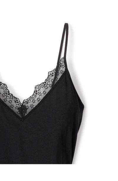 Shop Petite Plume Lace Trim Cotton Jersey Nightgown In Black