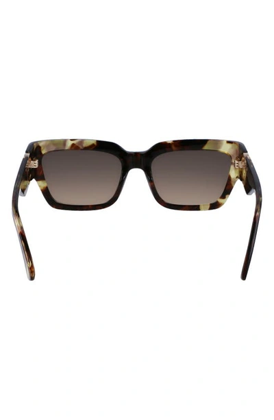 Longchamp 55mm Rectangular Sunglasses In Green Havana