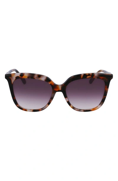 Shop Longchamp 53mm Rectangular Sunglasses In Ochre Havana