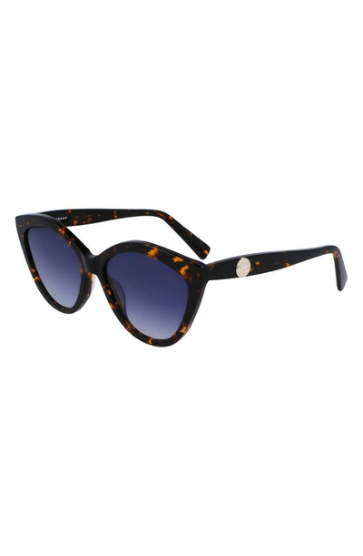 Longchamp 56mm Cat Eye Sunglasses In Dark Havana
