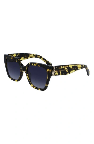 Shop Longchamp 55mm Rectangular Sunglasses In Yellow Havana