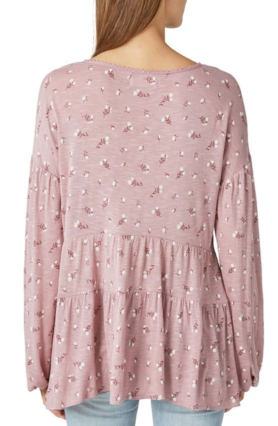 Shop Lucky Brand Print Tiered Tunic Top In Pink Combo