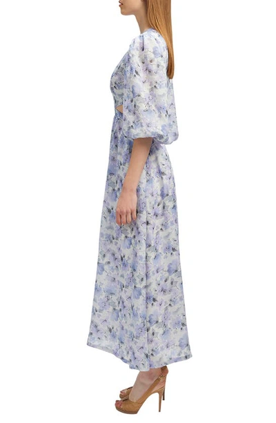Shop Bardot Alston Floral Cutout Plunge Neck Maxi Dress In Lilac Floral