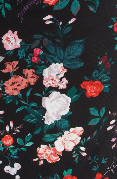 Shop Paco Rabanne Floral Cap Sleeve Midi Dress In Black Rose Garden
