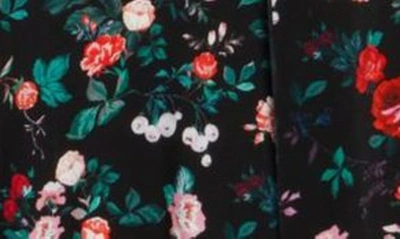 Shop Rabanne Floral Cap Sleeve Midi Dress In Black Rose Garden