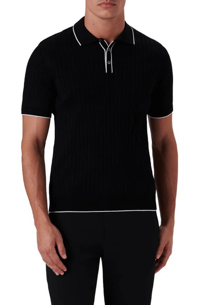 Shop Bugatchi Rob Polo Sweater In Caviar