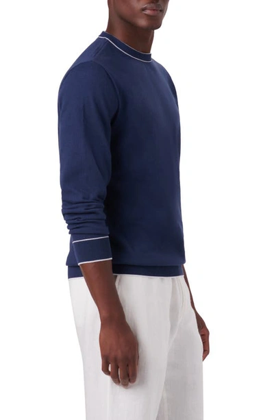 Shop Bugatchi Tipped Cotton Blend Sweater In Navy