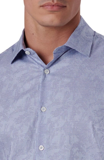 Bugatchi Shaped Fit Print Stretch Cotton Button-up Shirt In Air Blue