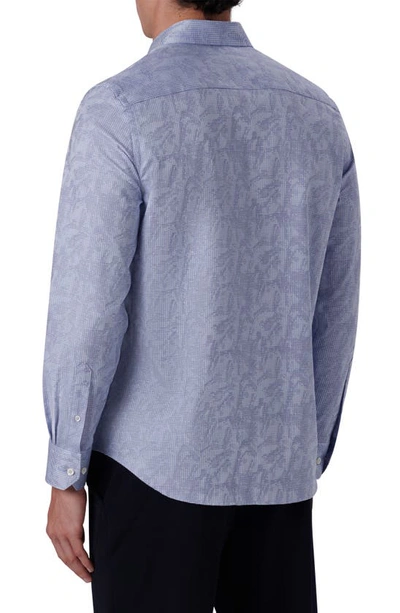 Bugatchi Shaped Fit Print Stretch Cotton Button-up Shirt In Air Blue