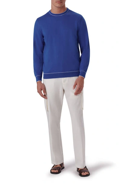 Shop Bugatchi Tipped Cotton Blend Sweater In Classic Blue