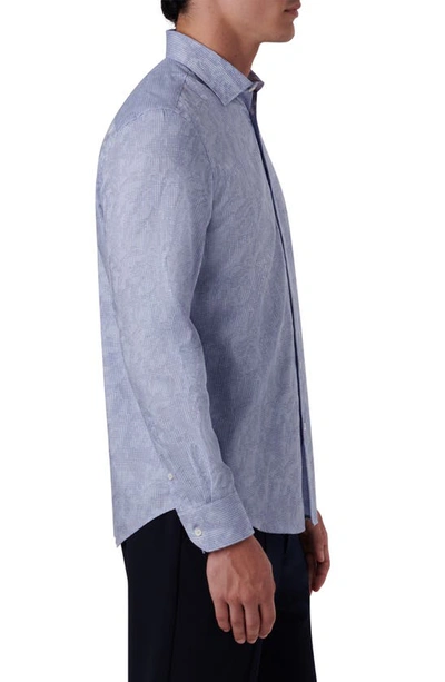Bugatchi Shaped Fit Print Stretch Cotton Button-up Shirt In Air Blue