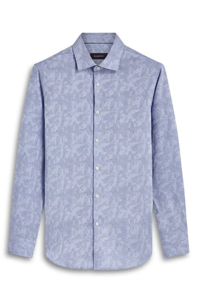 Bugatchi Shaped Fit Print Stretch Cotton Button-up Shirt In Air Blue