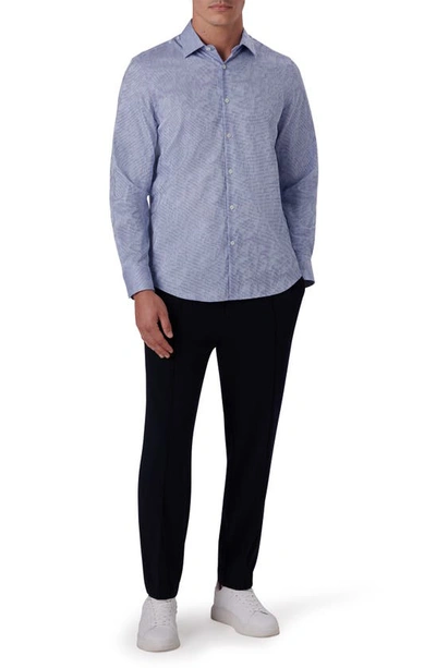 Bugatchi Shaped Fit Print Stretch Cotton Button-up Shirt In Air Blue