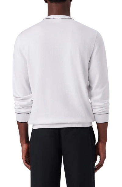 Shop Bugatchi Tipped Cotton Blend Sweater In White