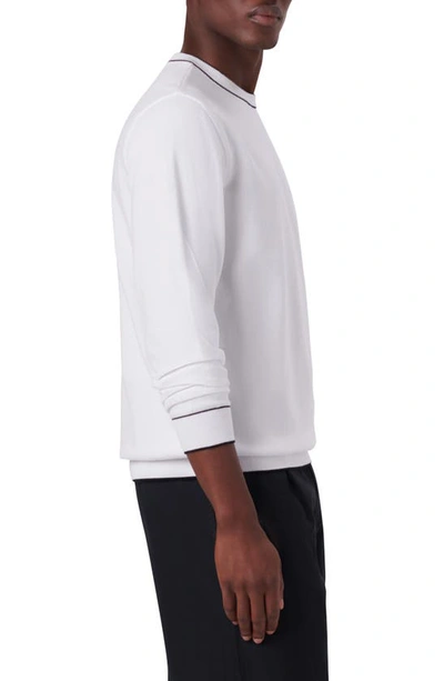 Shop Bugatchi Tipped Cotton Blend Sweater In White