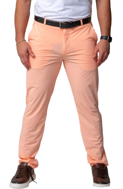 Shop Maceoo Sun Peach Slim Fit Pants In Pink