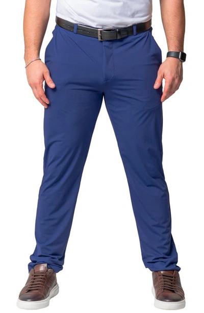 Shop Maceoo Sun Navy Slim Fit Pants In Blue