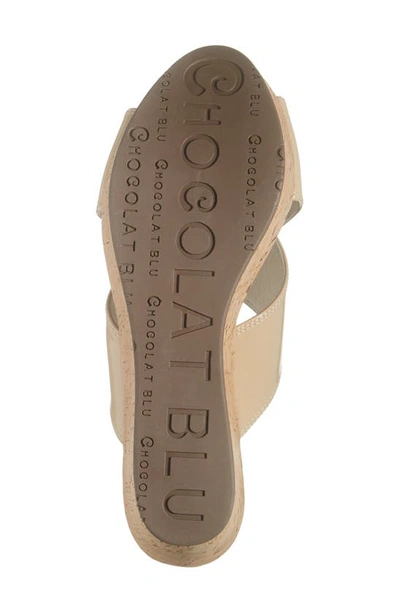 Shop Chocolat Blu Crisscross Wedge Slide Sandal In Nude Patent
