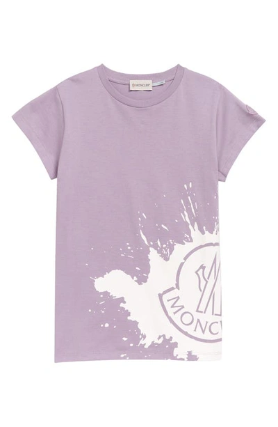 Shop Moncler Kids' Splatter Logo Cotton Graphic Tee In Purple