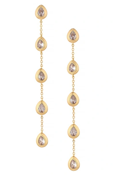 Shop Ettika Crystal Teardrop Linear Drop Earrings In Gold
