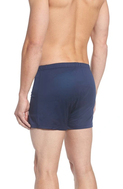 Shop Hanro Cotton Sporty Knit Boxers In Midnight Navy