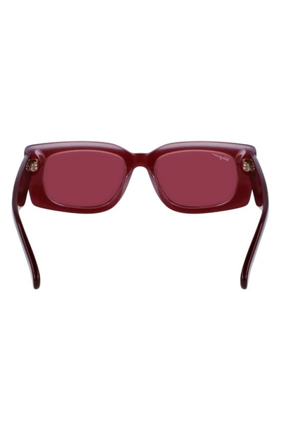 Shop Ferragamo 54mm Rectangular Sunglasses In Burgundy/ Rose