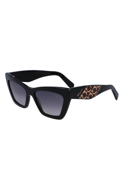 Shop Ferragamo 55mm Gradient Rectangular Sunglasses In Black