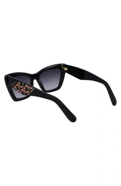 Ferragamo 55mm Gradient Rectangular Sunglasses In Black