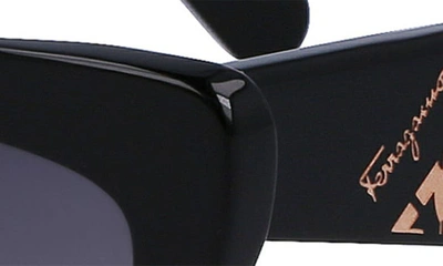 Ferragamo 55mm Gradient Rectangular Sunglasses In Black