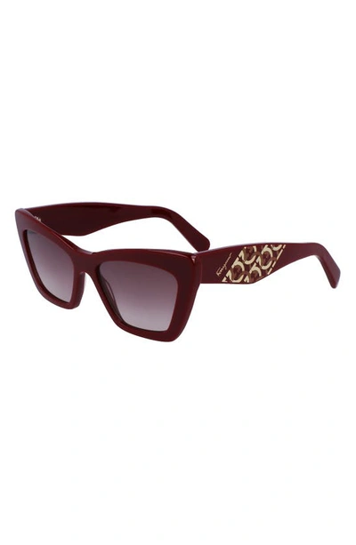 Ferragamo 55mm Gradient Rectangular Sunglasses In Bordeaux