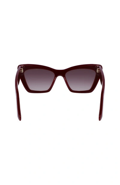 Ferragamo 55mm Gradient Rectangular Sunglasses In Bordeaux