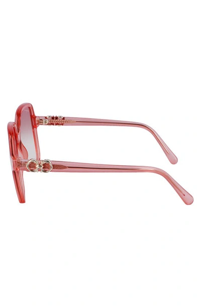 Shop Ferragamo 57mm Gradient Rectangular Sunglasses In Transparent Coral