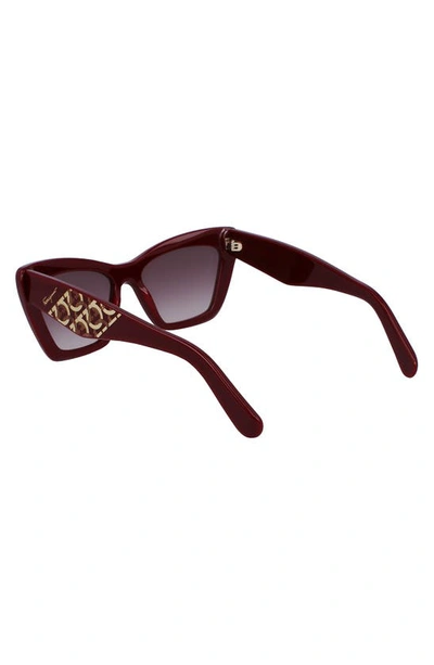Ferragamo 55mm Gradient Rectangular Sunglasses In Bordeaux
