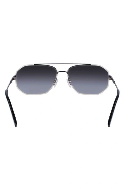 Shop Ferragamo 60mm Navigator Sunglasses In Dark Ruthenium/ White