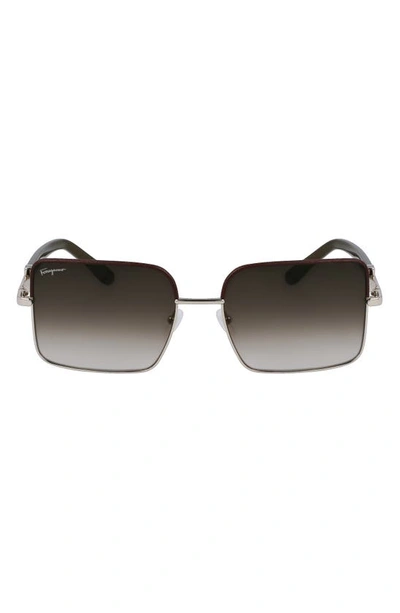 Shop Ferragamo 60mm Gradient Rectangular Sunglasses In Gold/ Brown
