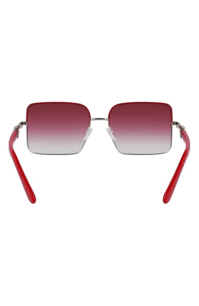 Shop Ferragamo 60mm Gradient Rectangular Sunglasses In Silver/ Burgundy