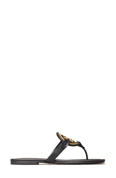 Shop Tory Burch Metal Miller Leather Sandal In Perfect Black/ Gold