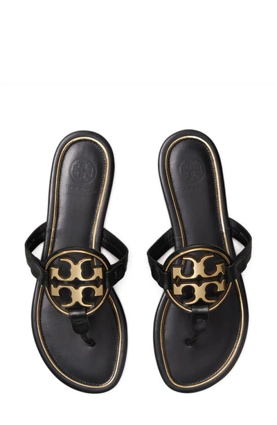 Shop Tory Burch Metal Miller Leather Sandal In Perfect Black/ Gold