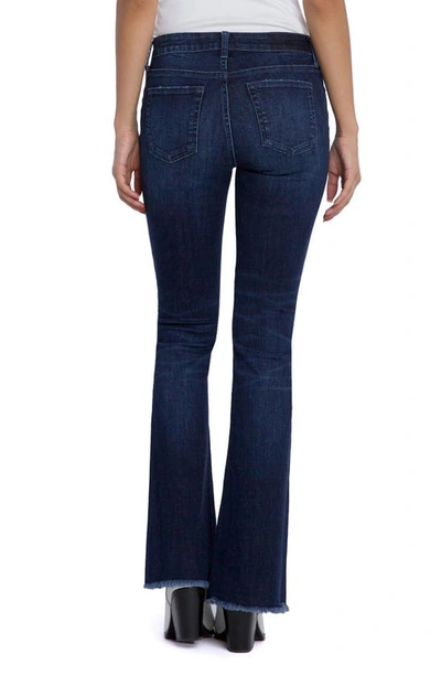 Shop Hint Of Blu Fun Mid Rise Frayed Slim Flare Jeans In Dateless