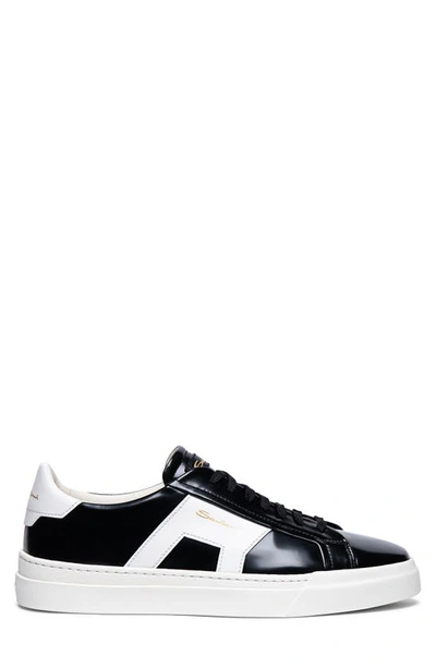 Shop Santoni Double Buckle Inspired Sneaker In Black-n50